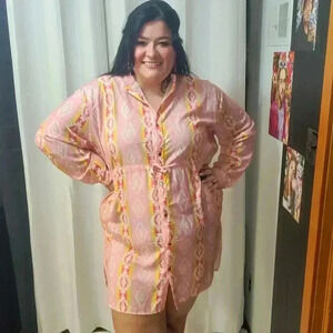 Plus Size Aztec Print Shirt Dress with Pockets